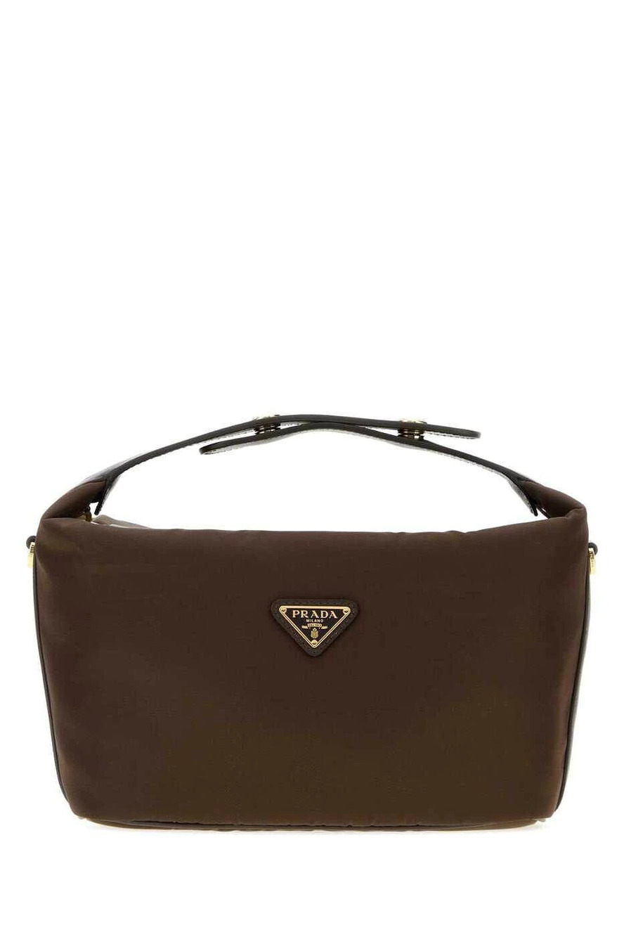 Prada Arque Vitello Daino Leather Shoulder Bag Brown